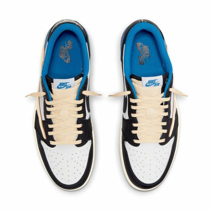 Fragment Design x Travis Scott x Air Jordan 1 Retro Low ‘Sail Black Military Blue’