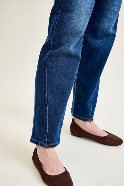 Aubrey Mid Rise Side Seam Detail Straight Jeans