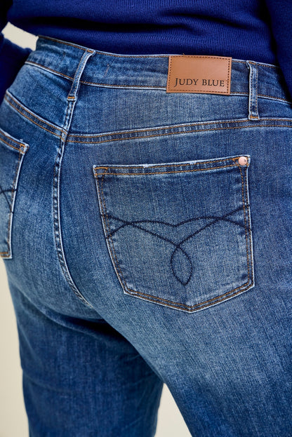 Dolly High Rise Back Pocket Classic Cropped Wide Leg Jeans - PLUS