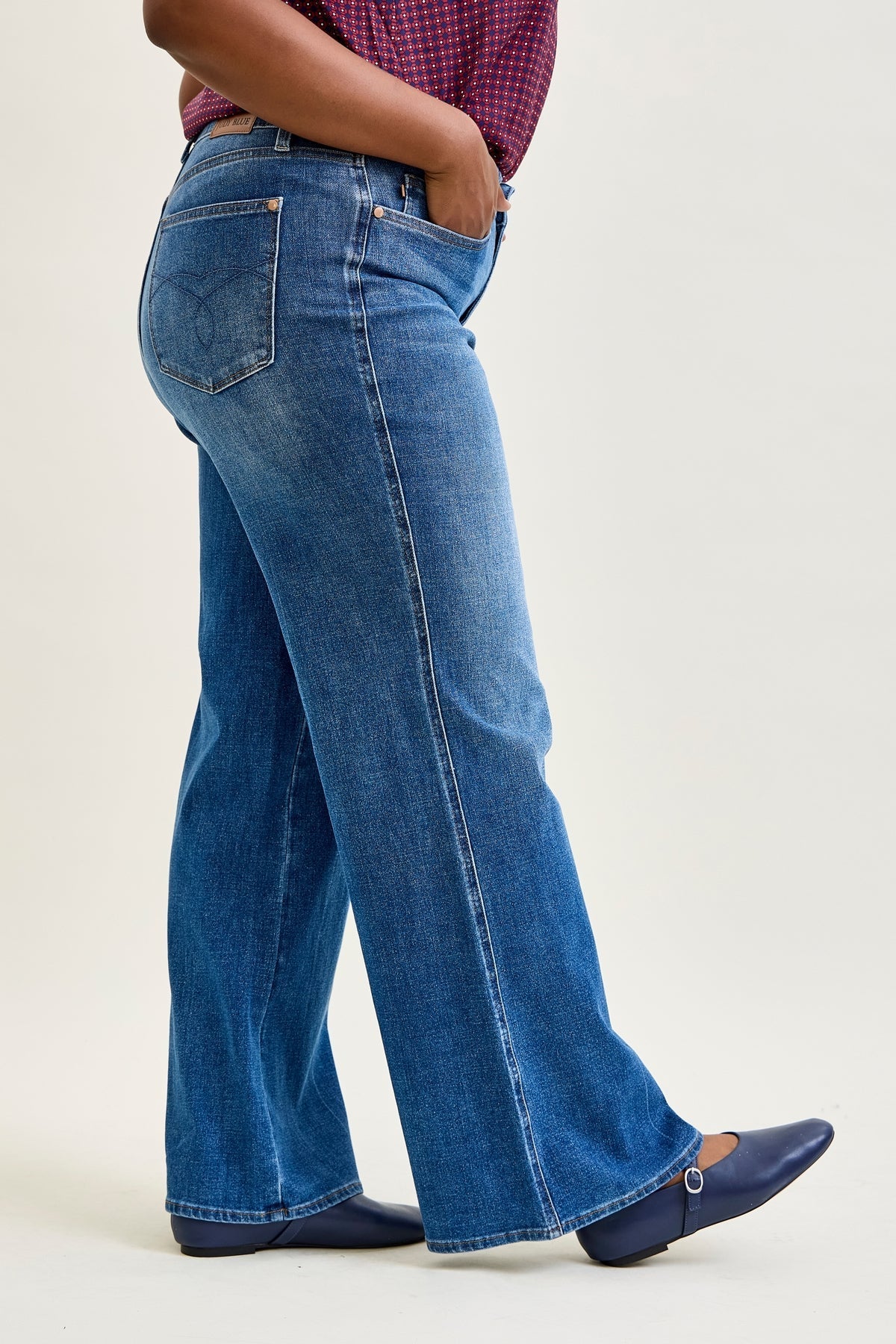 Claribel High Rise Tummy Control Retro Wide Leg Jeans - PLUS