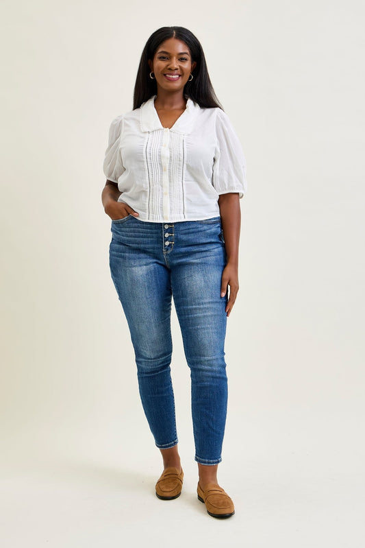 Rose Classic Button Fly Skinny Jeans - PLUS