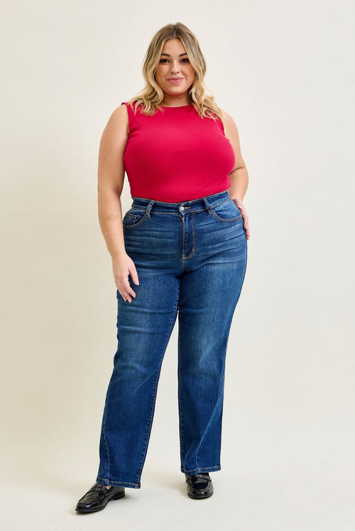 Aubrey Mid Rise Side Seam Detail Straight - PLUS