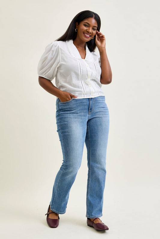 Kaya High Rise Classic Contrast Wash Bootcut - PLUS