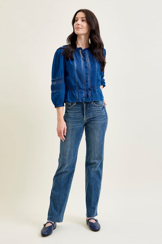 Alyson Mid Rise Tummy Control Vintage Straight Jeans