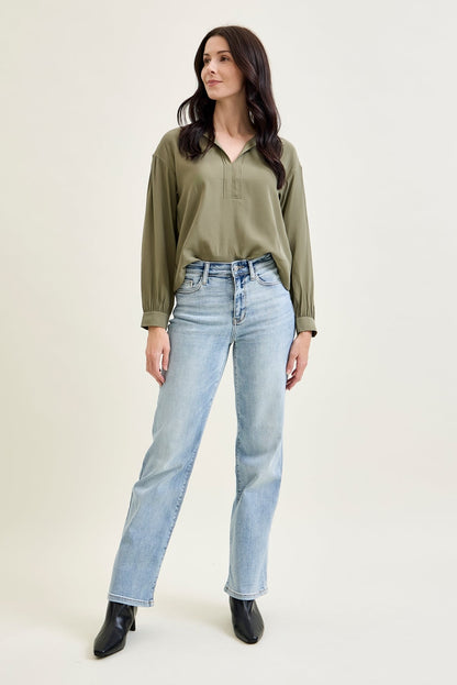 Florence High Rise Light Wash Straight Leg Jeans