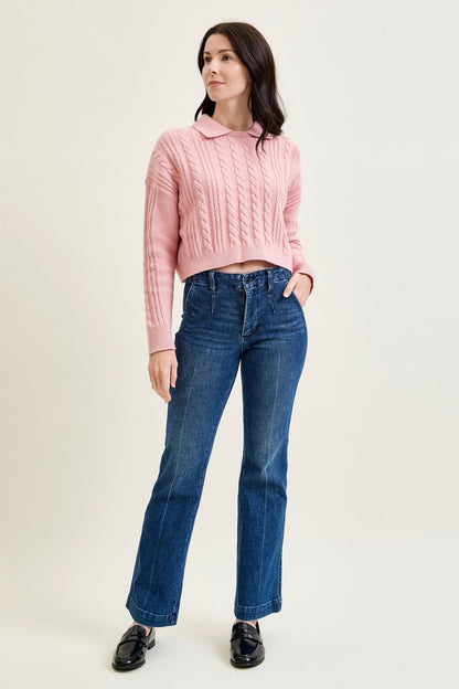 Kathy Mid Rise Bootcut Trousers with TC & Welt Pockets