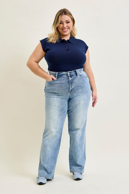 Florence High Rise Light Wash Straight Leg Jeans - PLUS