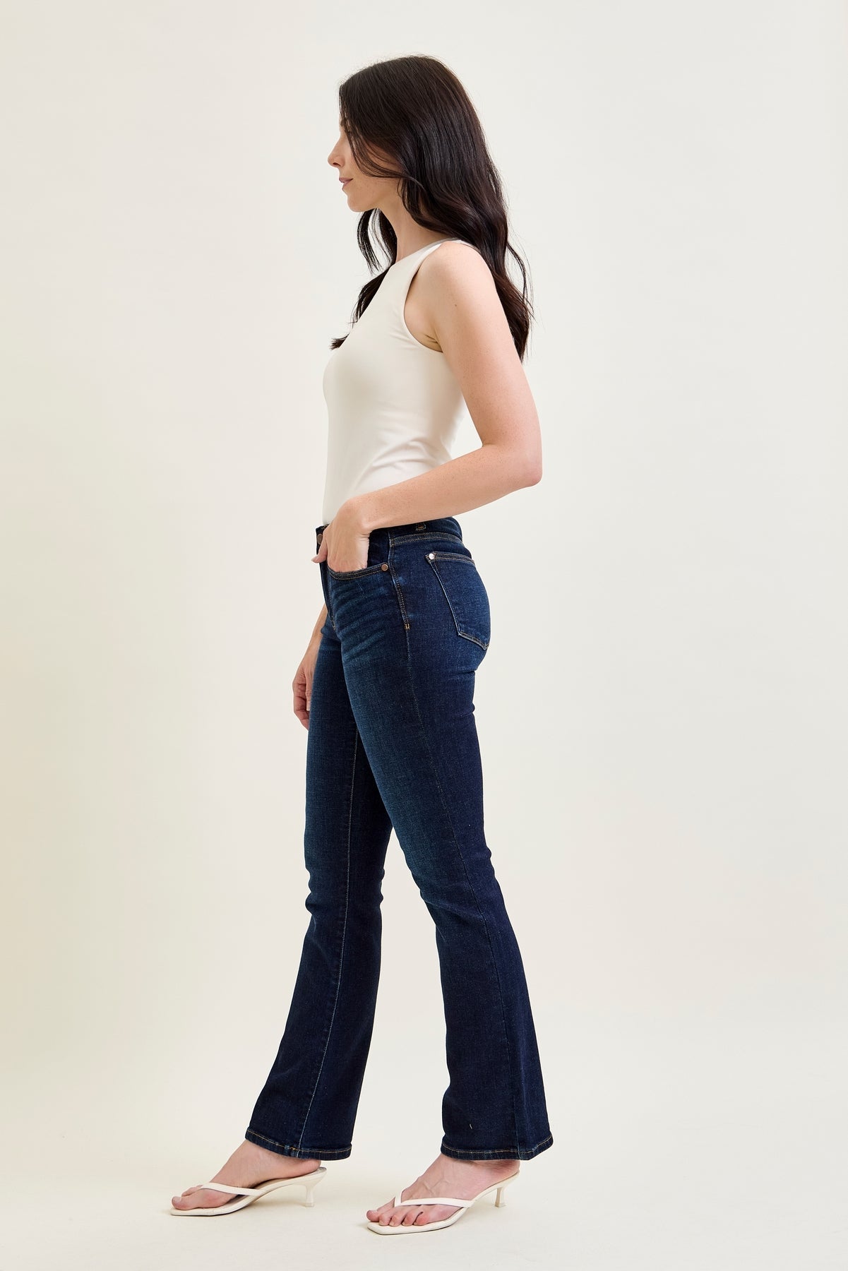 Elsy Whiskered Bootcut Jeans (32" Inseam)
