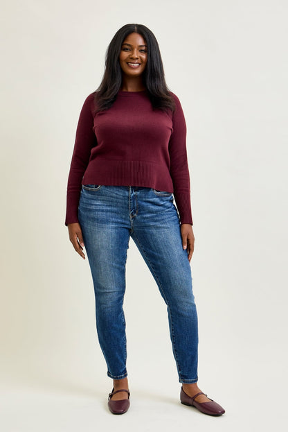 Joey Mid Rise Skinny Jeans With Handsand - PLUS