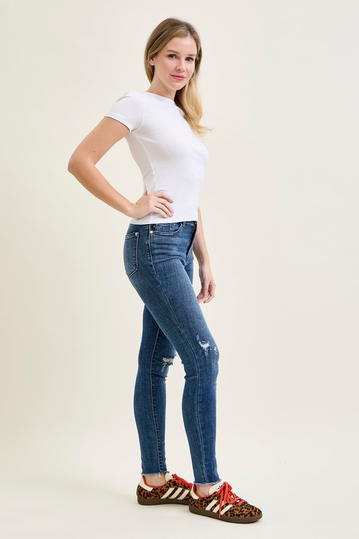 Andrea High Waist Skinny Jeans with Rips