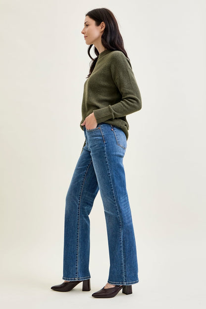 Samantha Mid Rise V-Front Straight Jeans