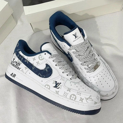 Louis Vuitton x Nike Air Force 1 White Navy Monogram ( Custom)