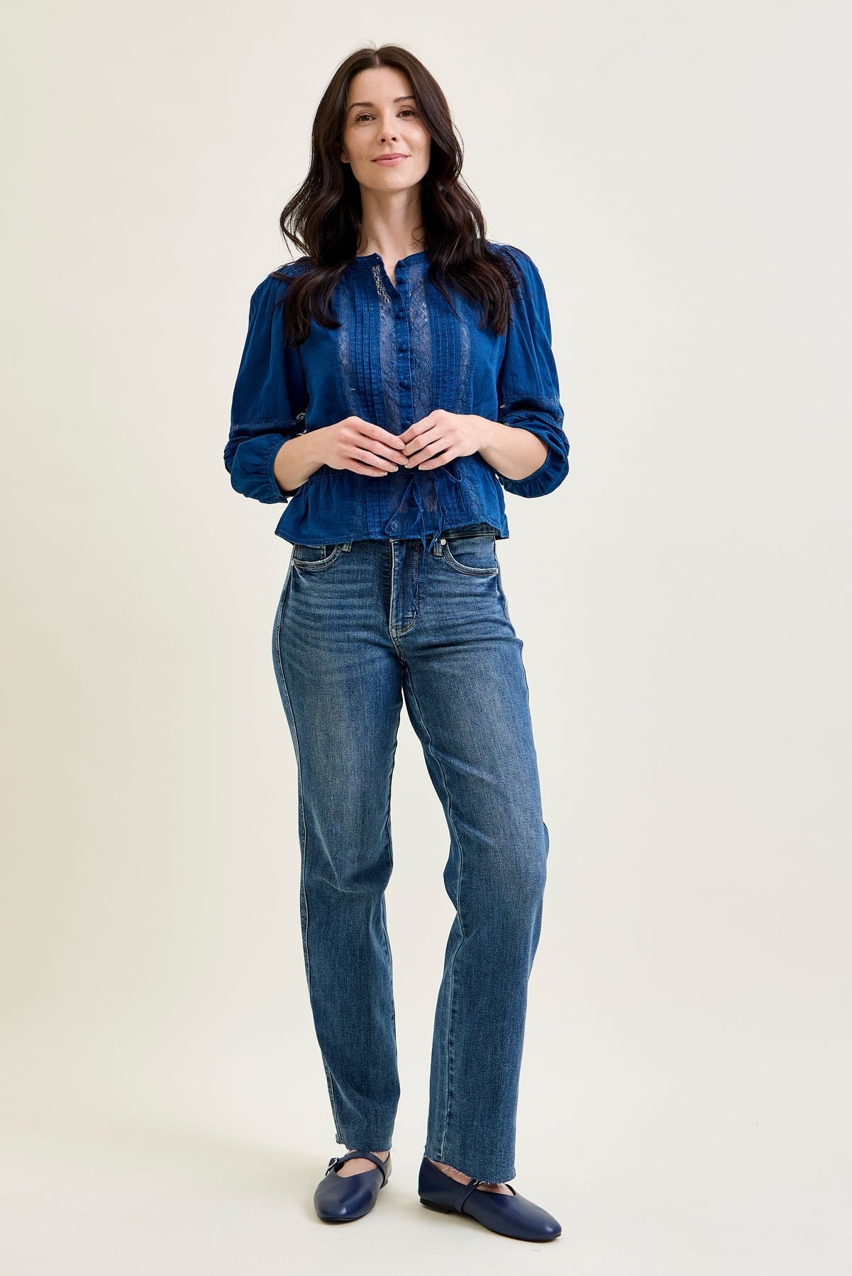 Alyson Mid Rise Tummy Control Vintage Straight Jeans