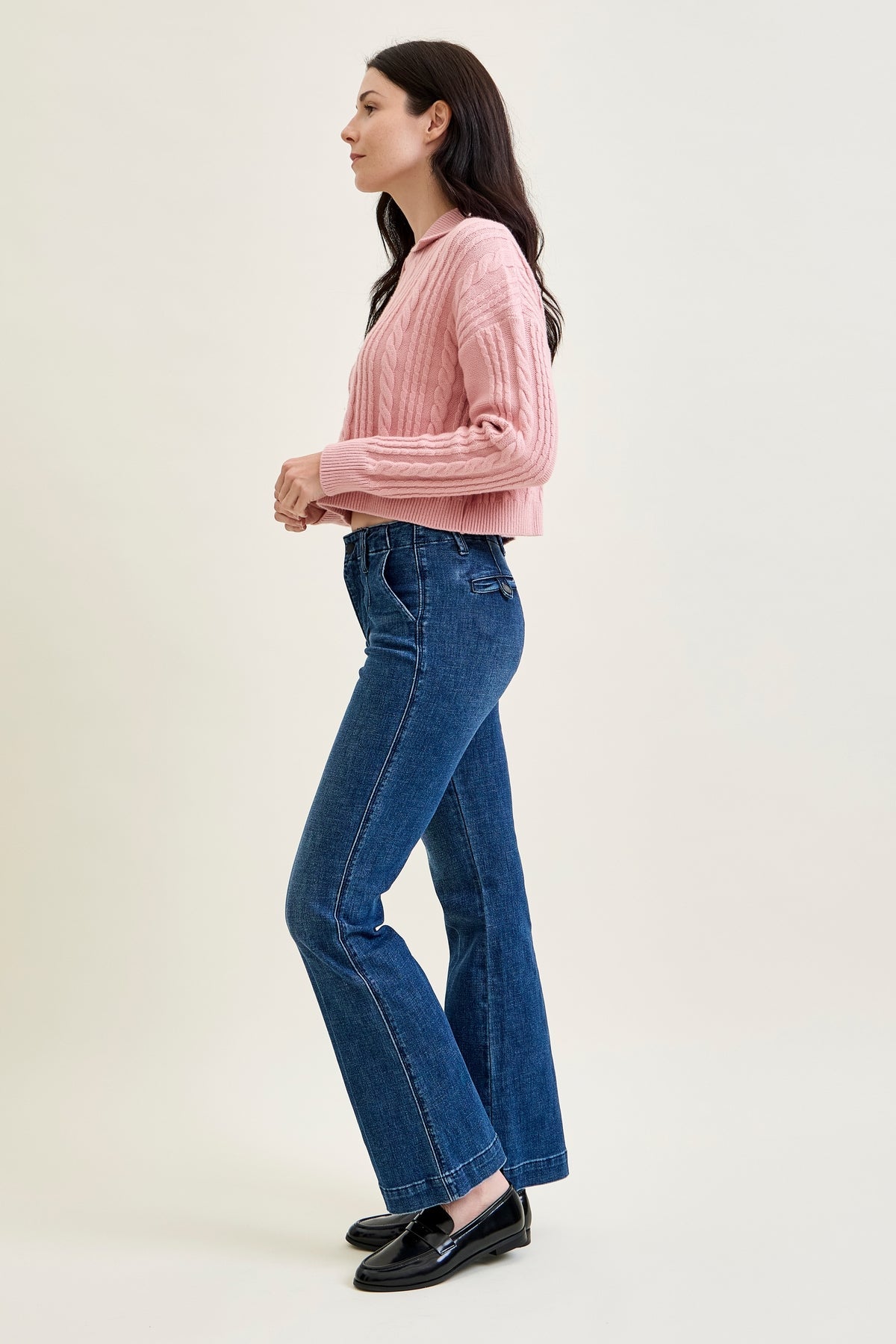 Kathy Mid Rise Bootcut Trousers with TC & Welt Pockets