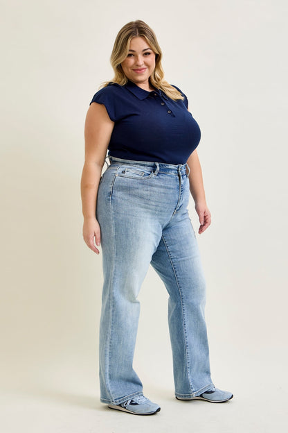 Florence High Rise Light Wash Straight Leg Jeans - PLUS