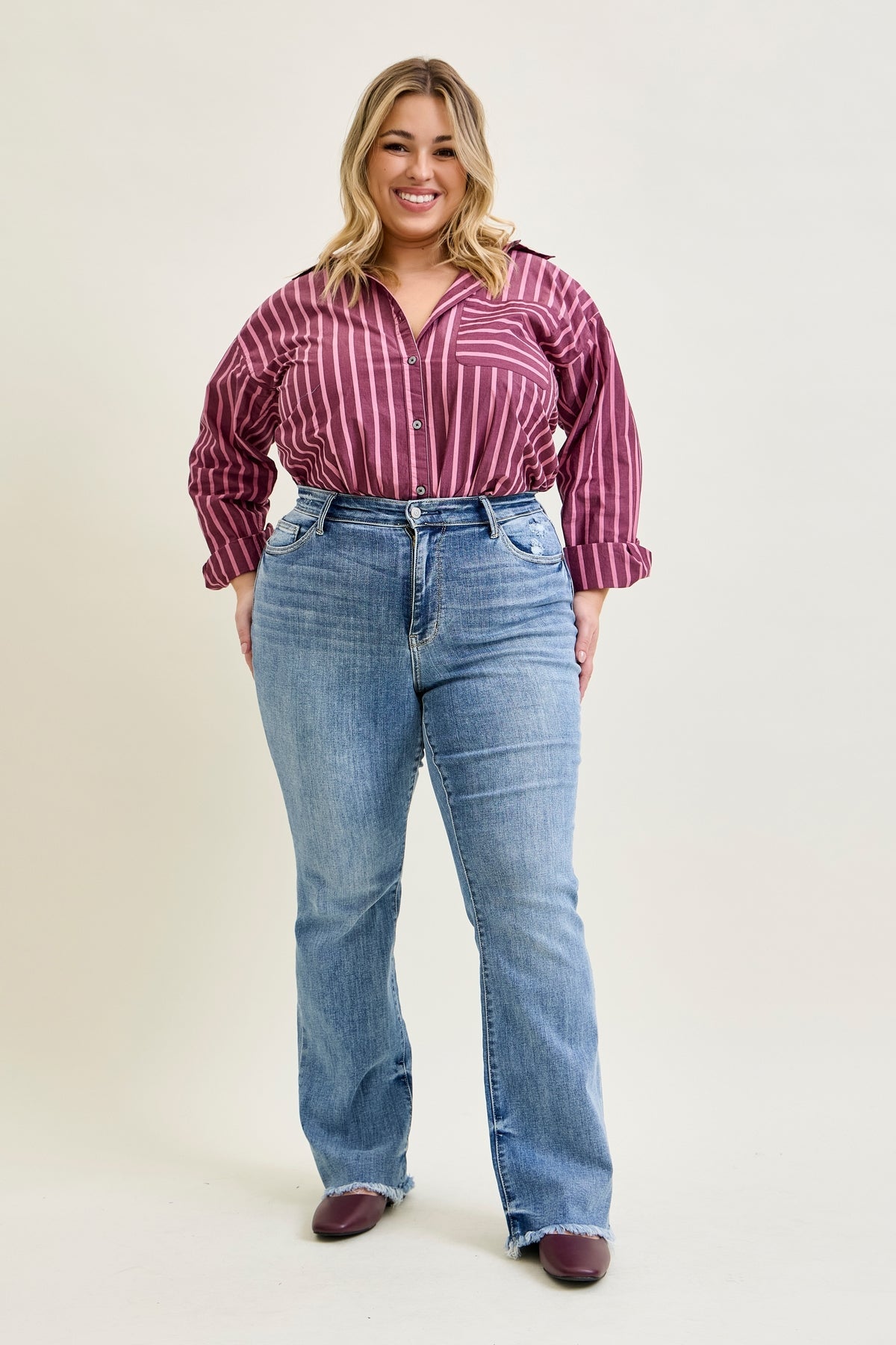 Dana High Rise Bootcut with Fray Hem - PLUS