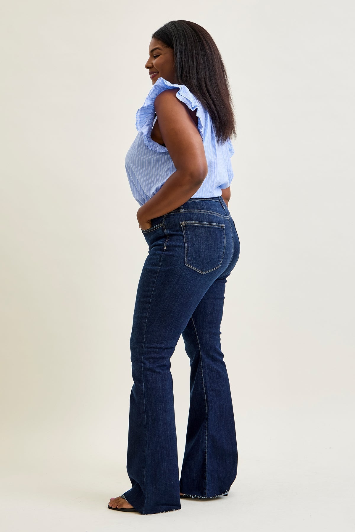 Lily High Rise Raw Hem Flare - PLUS