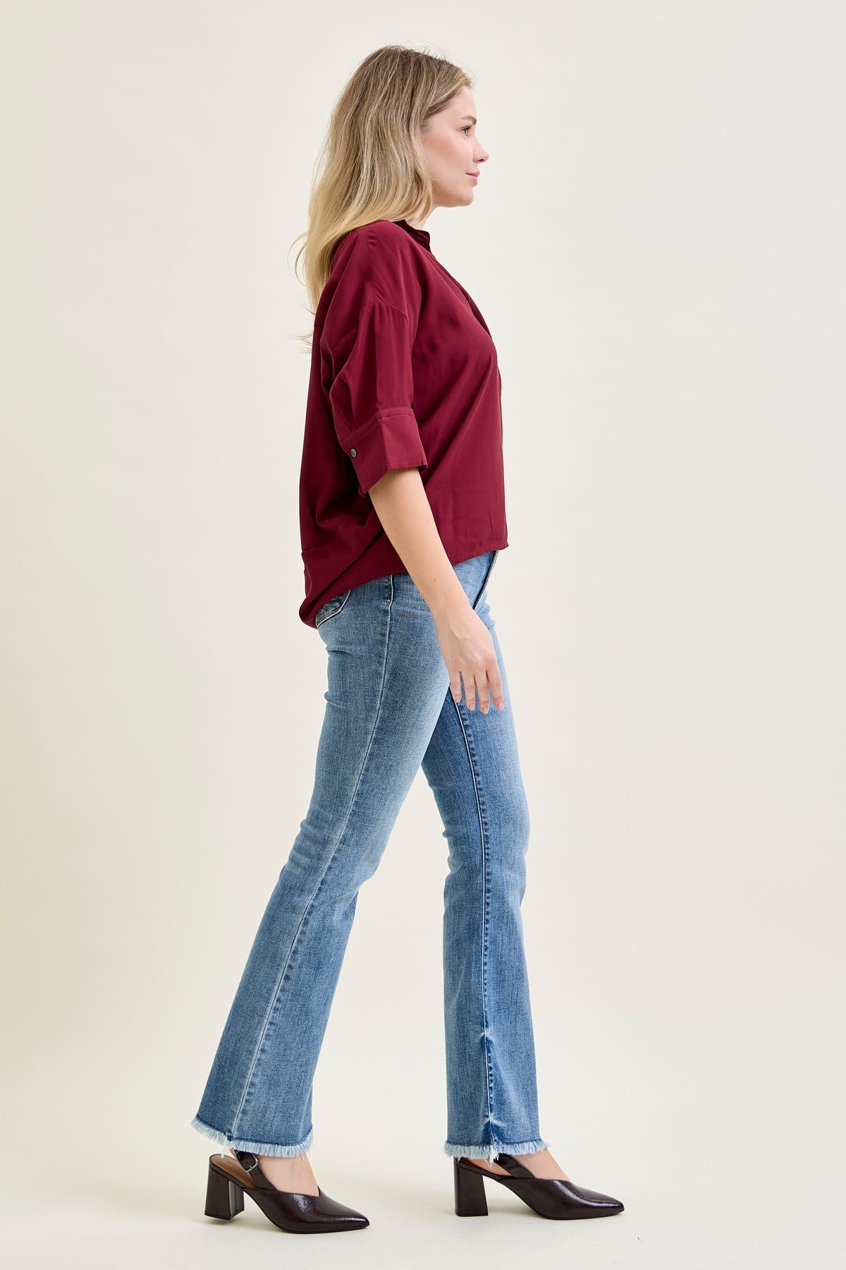 Dana High Rise Bootcut with Fray Hem