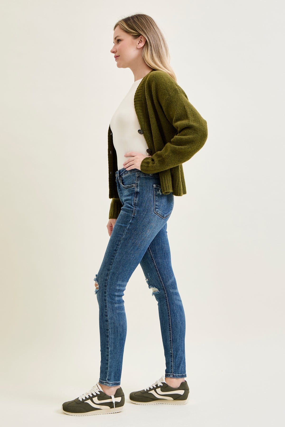 Freya Mid Rise Tummy Control Distressed Skinny