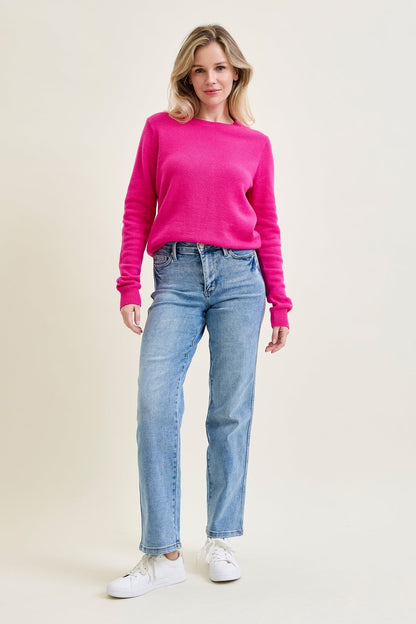 Haven Mid Rise Tummy Control Vintage Wash Straight Jeans