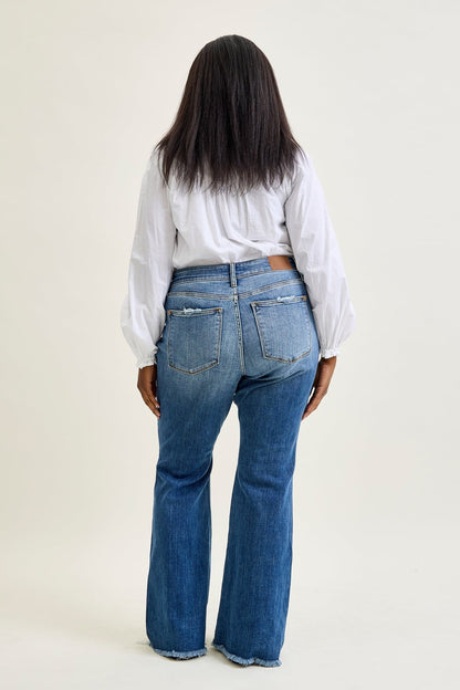 Indie Mid Rise Flare Jeans – Buttoned Up and Ready to Flaunt - PLUS