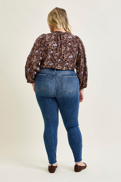 Andrea High Waist Skinny Jeans with Rips - PLUS