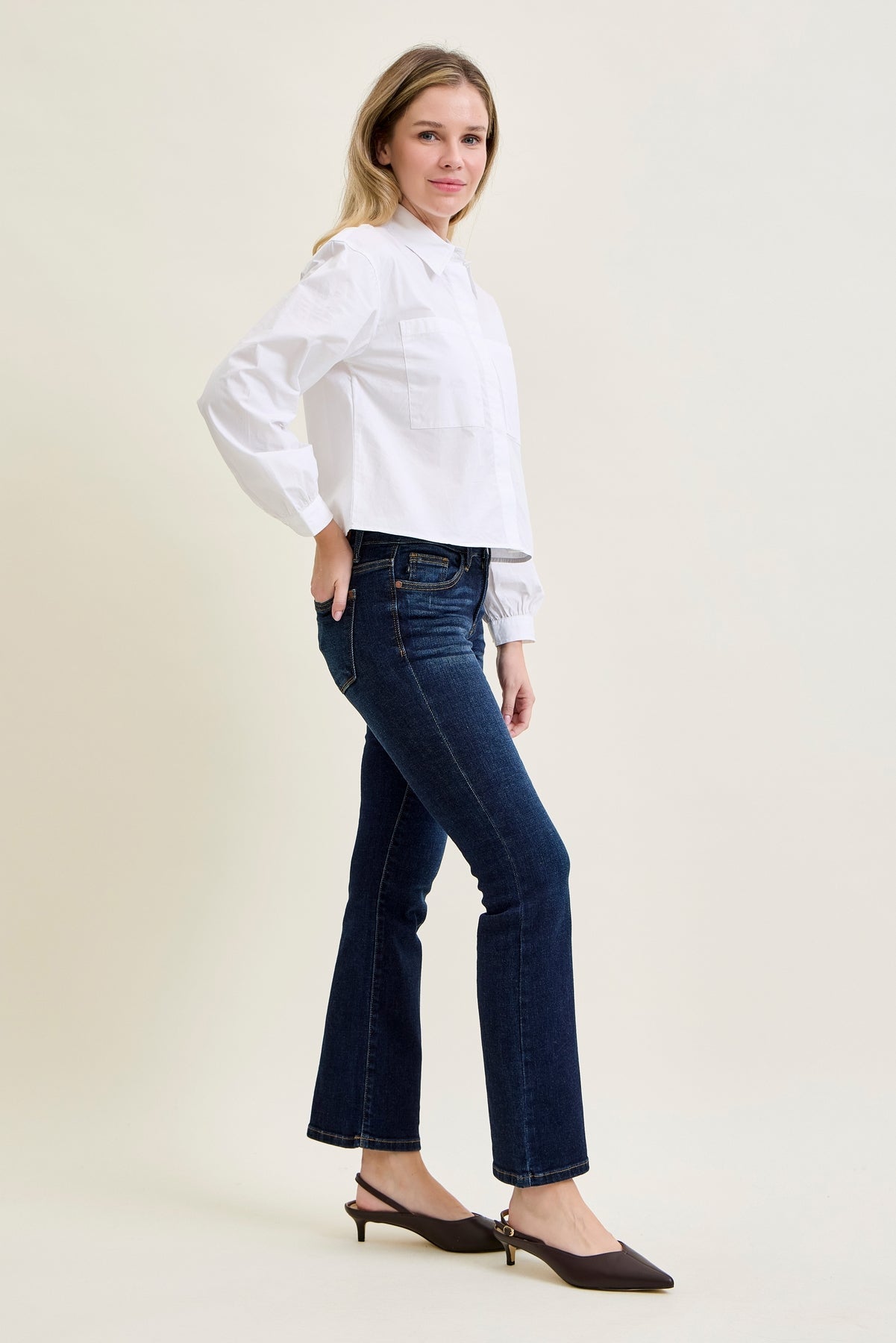Elsy Whiskered Bootcut Jeans (29" Inseam)