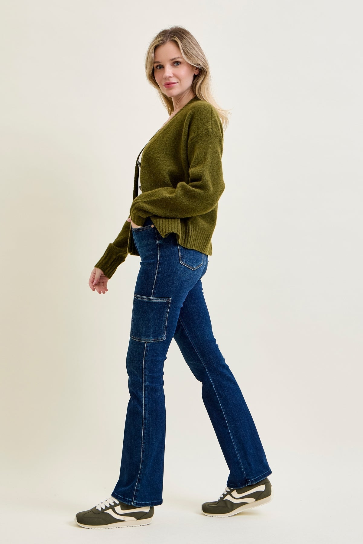 Karla High Rise Cargo Bootcut Jeans