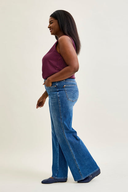 Claribel High Rise Tummy Control Retro Wide Leg Jeans - PLUS