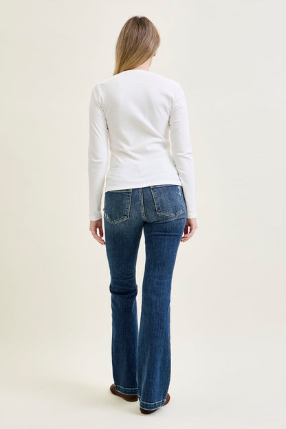 Lucy Mid Rise Hand Sand & Mildly Distressed Bootcut Jeans