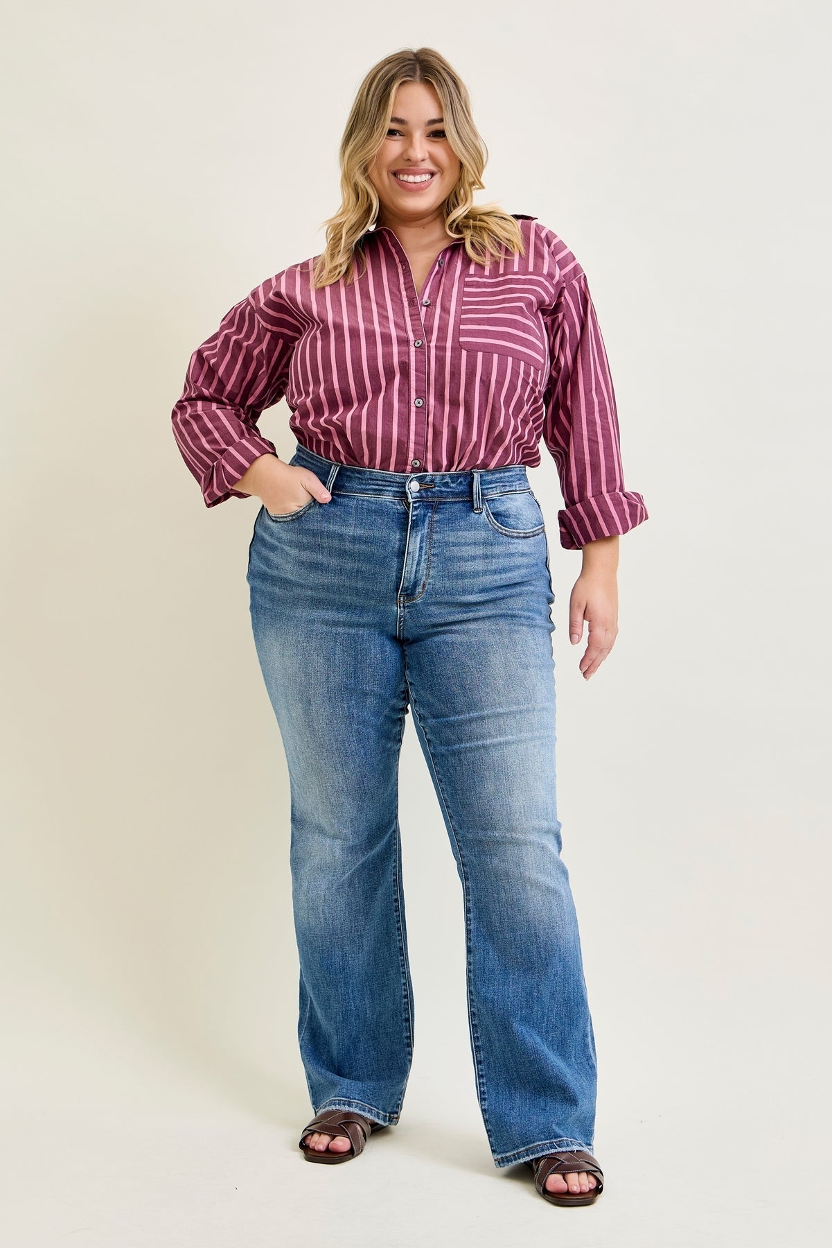 Lila Mid Rise Vintage Bootcut Jeans - PLUS