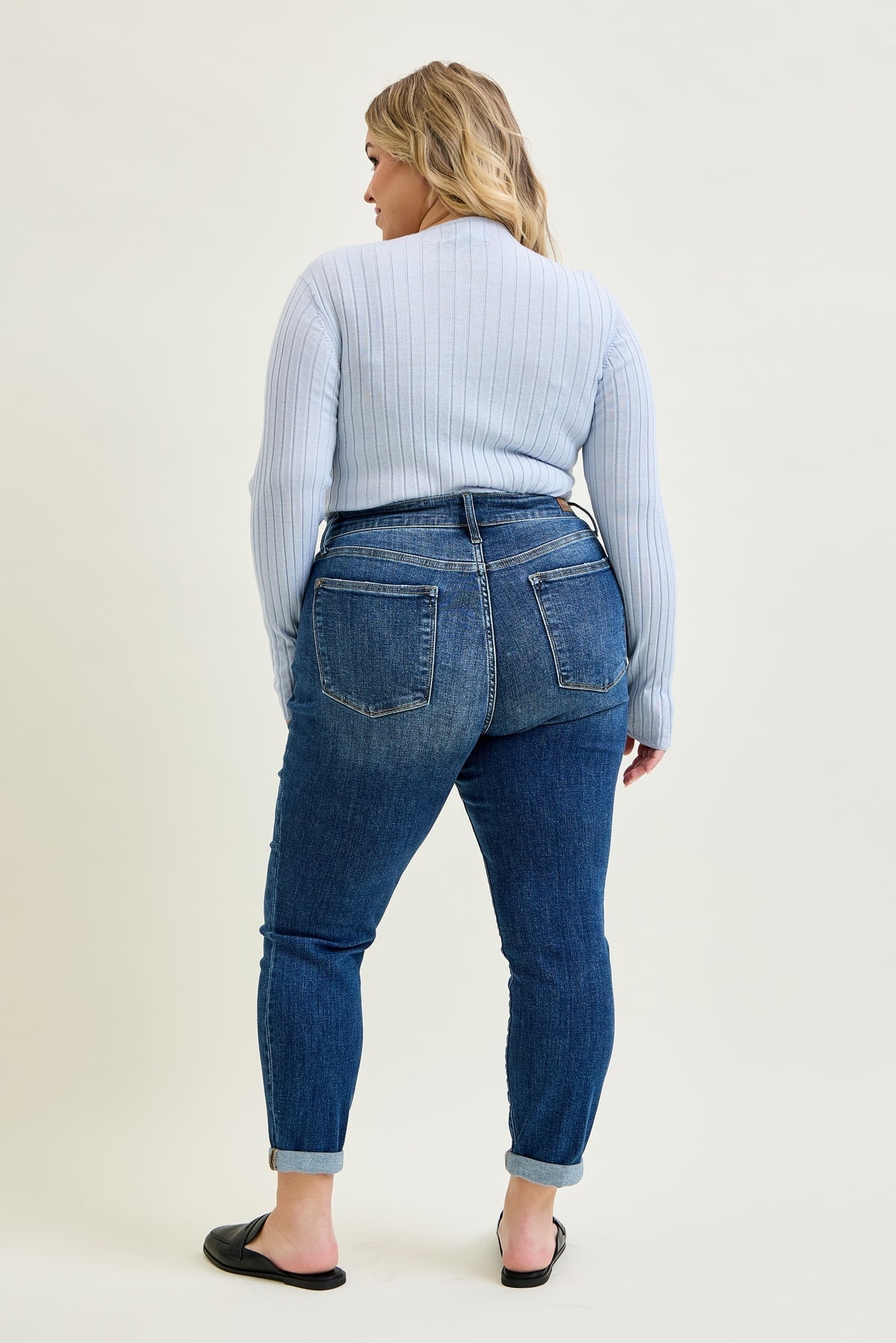 Addison Mid Rise Classic Cuffed Boyfriend Jeans- PLUS