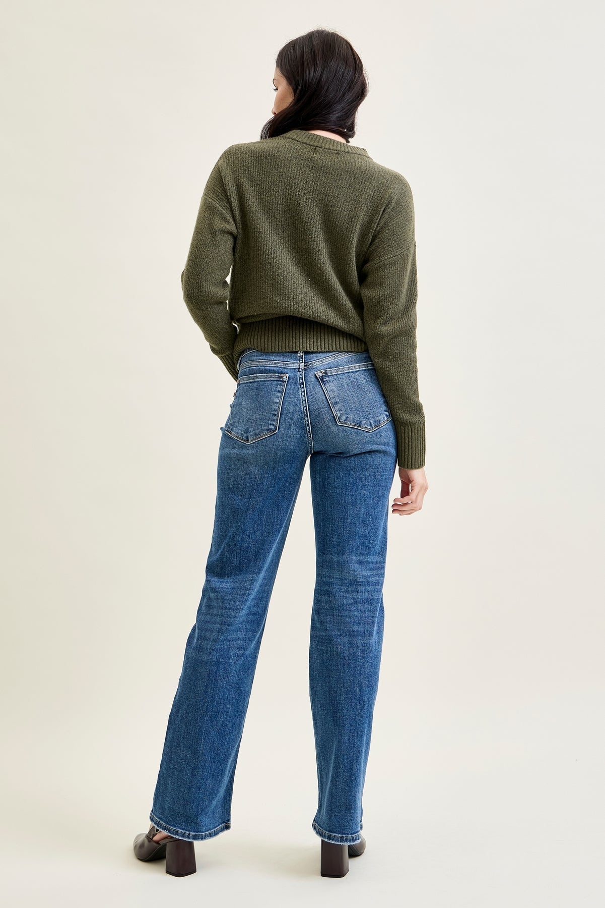 Samantha Mid Rise V-Front Straight Jeans