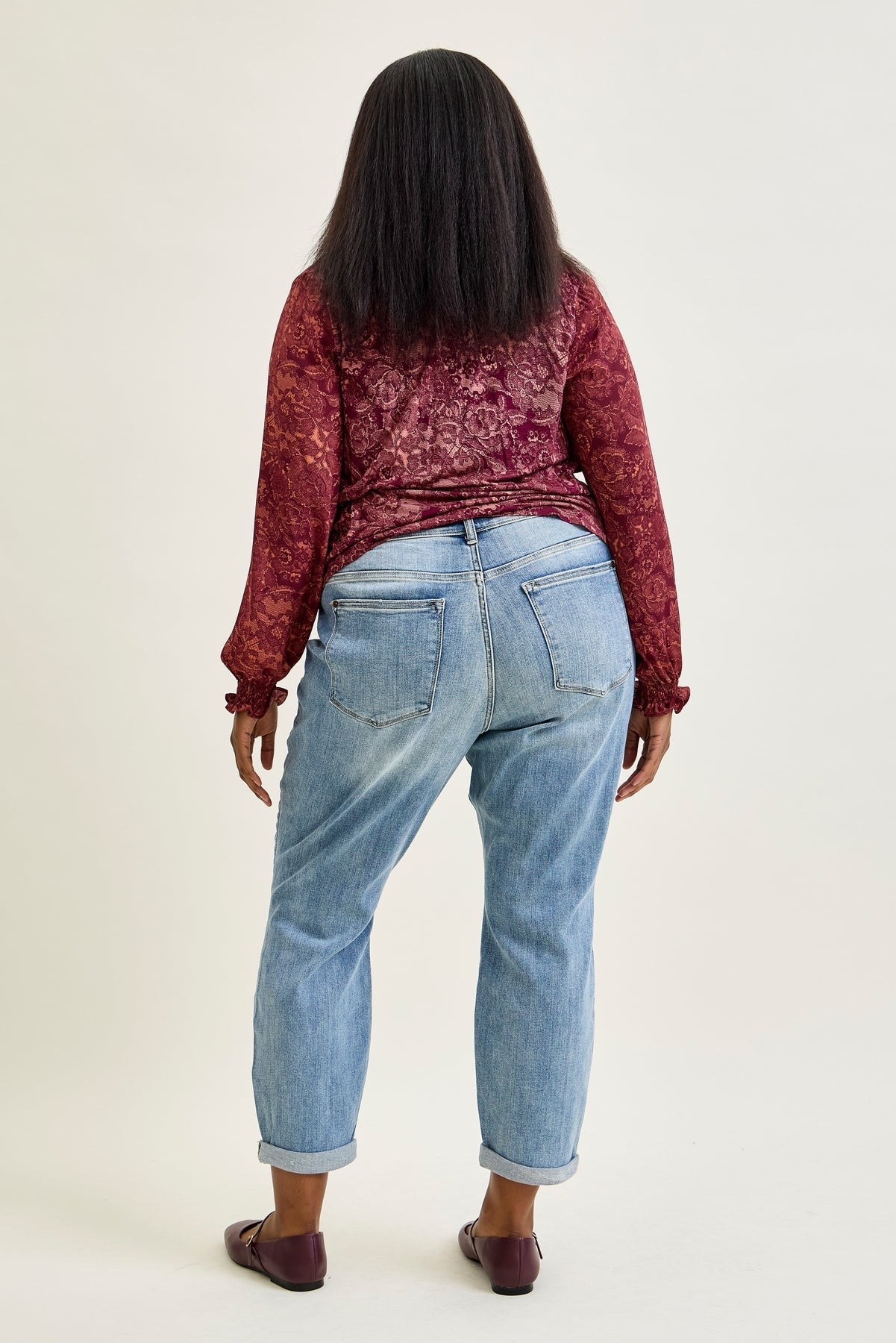 Michelle Mid Rise Vintage Wash Boyfriend Jeans - PLUS