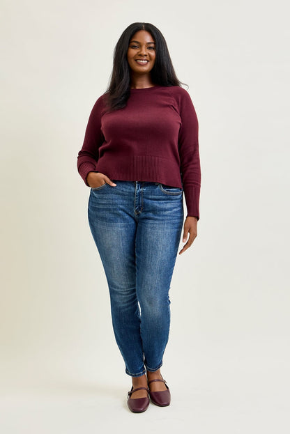 Joey Mid Rise Skinny Jeans With Handsand - PLUS