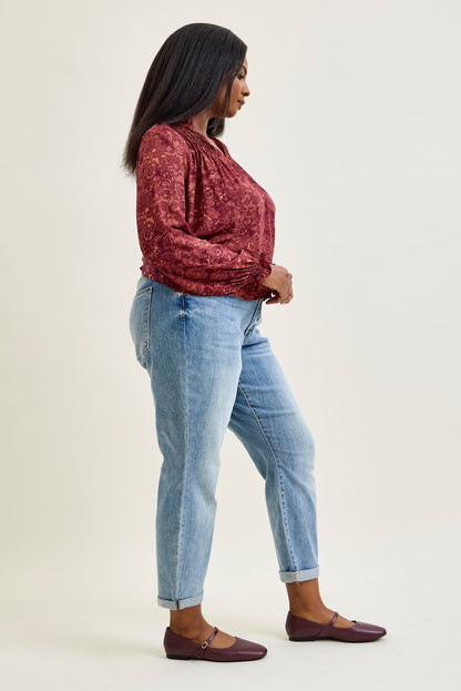 Michelle Mid Rise Vintage Wash Boyfriend Jeans - PLUS