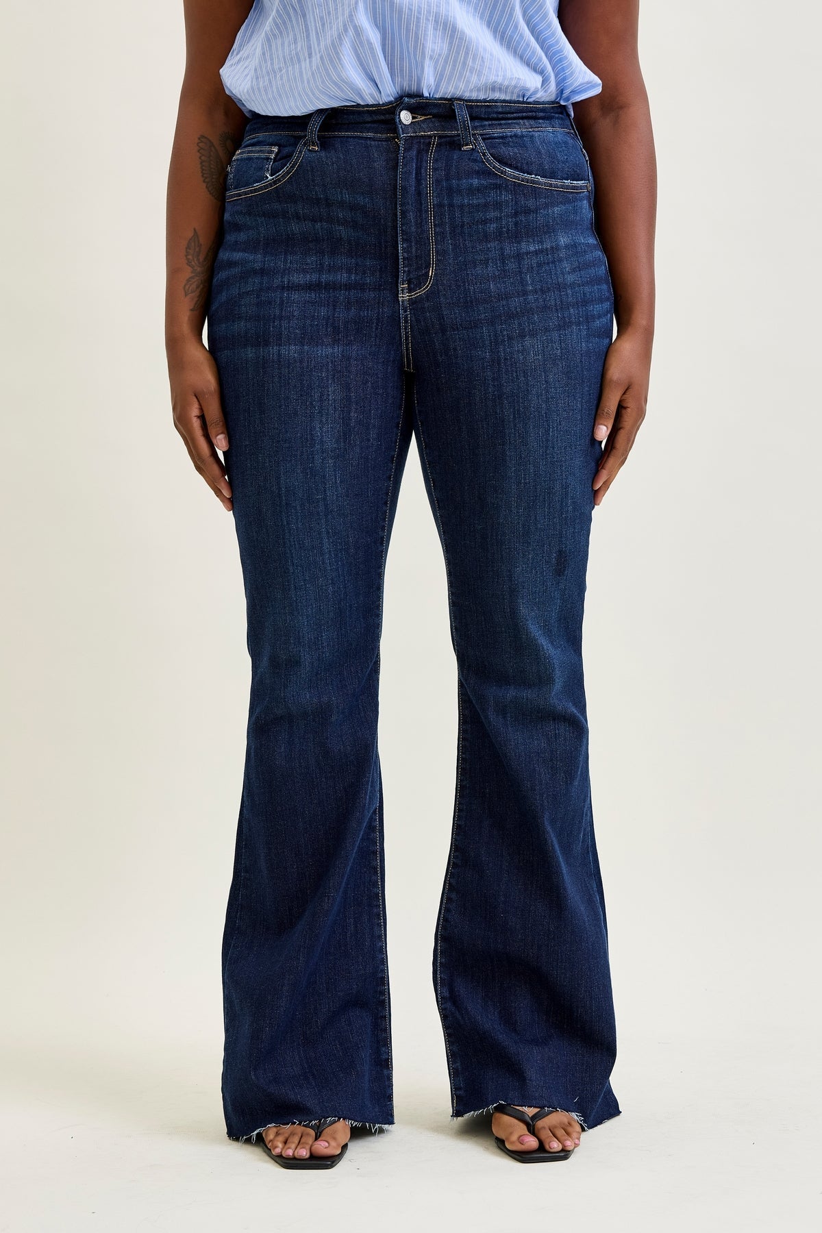 Lily High Rise Raw Hem Flare - PLUS