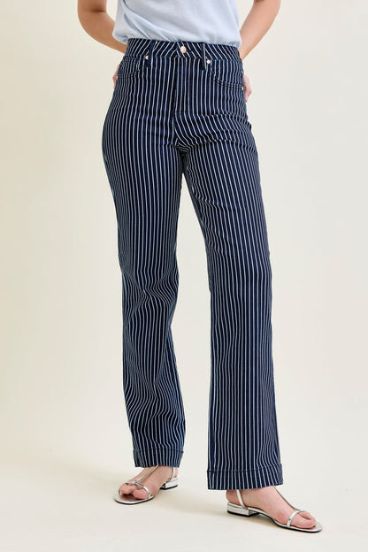 Vetti High Rise Tummy Control Striped Straight Fit