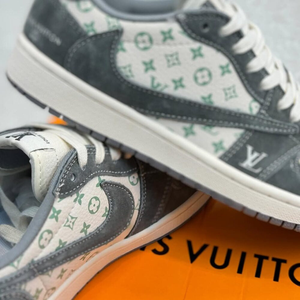 Louis Vuitton x Nike Air Jordan 1 Low “Green Monogram Suede” (Custom)