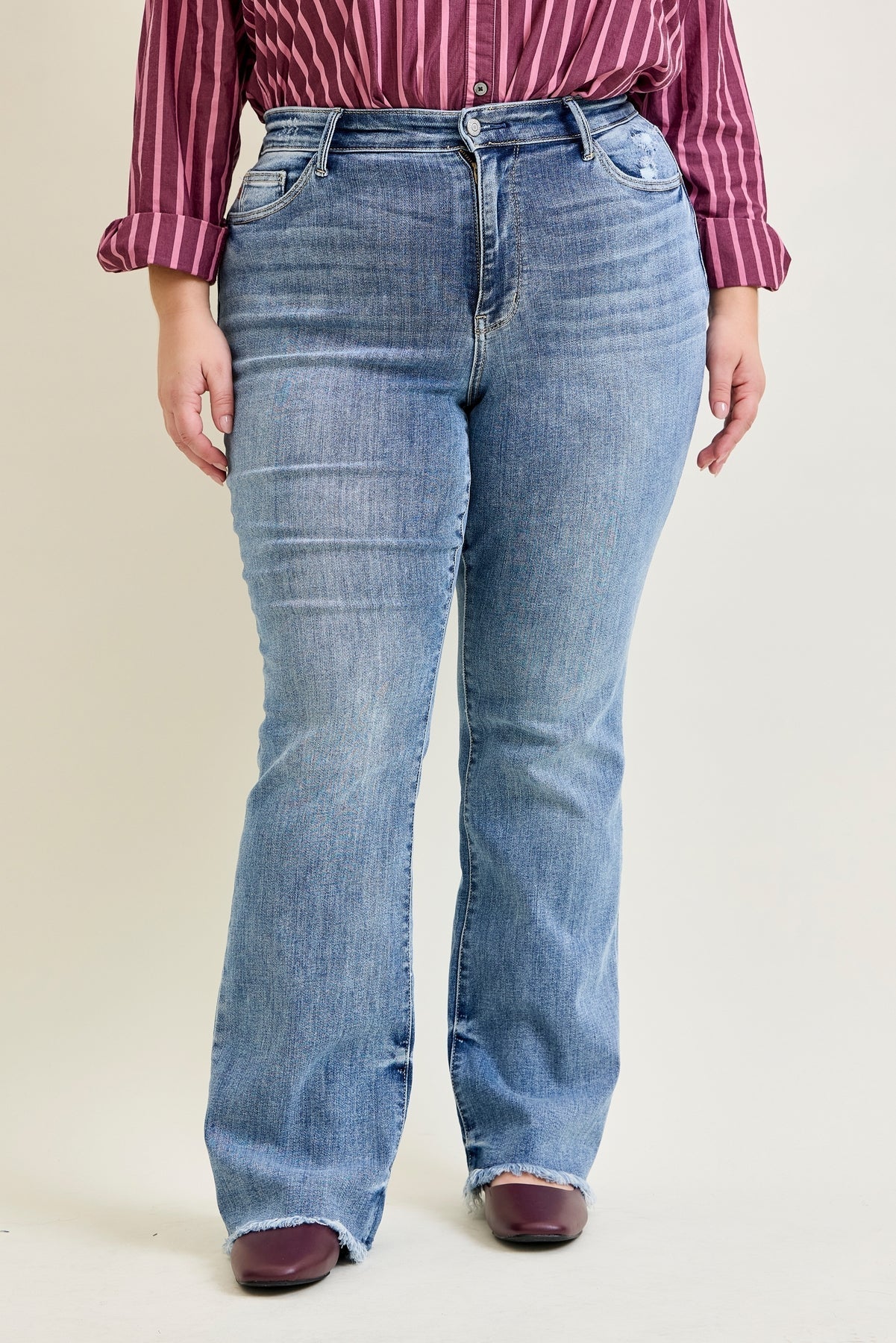 Dana High Rise Bootcut with Fray Hem - PLUS