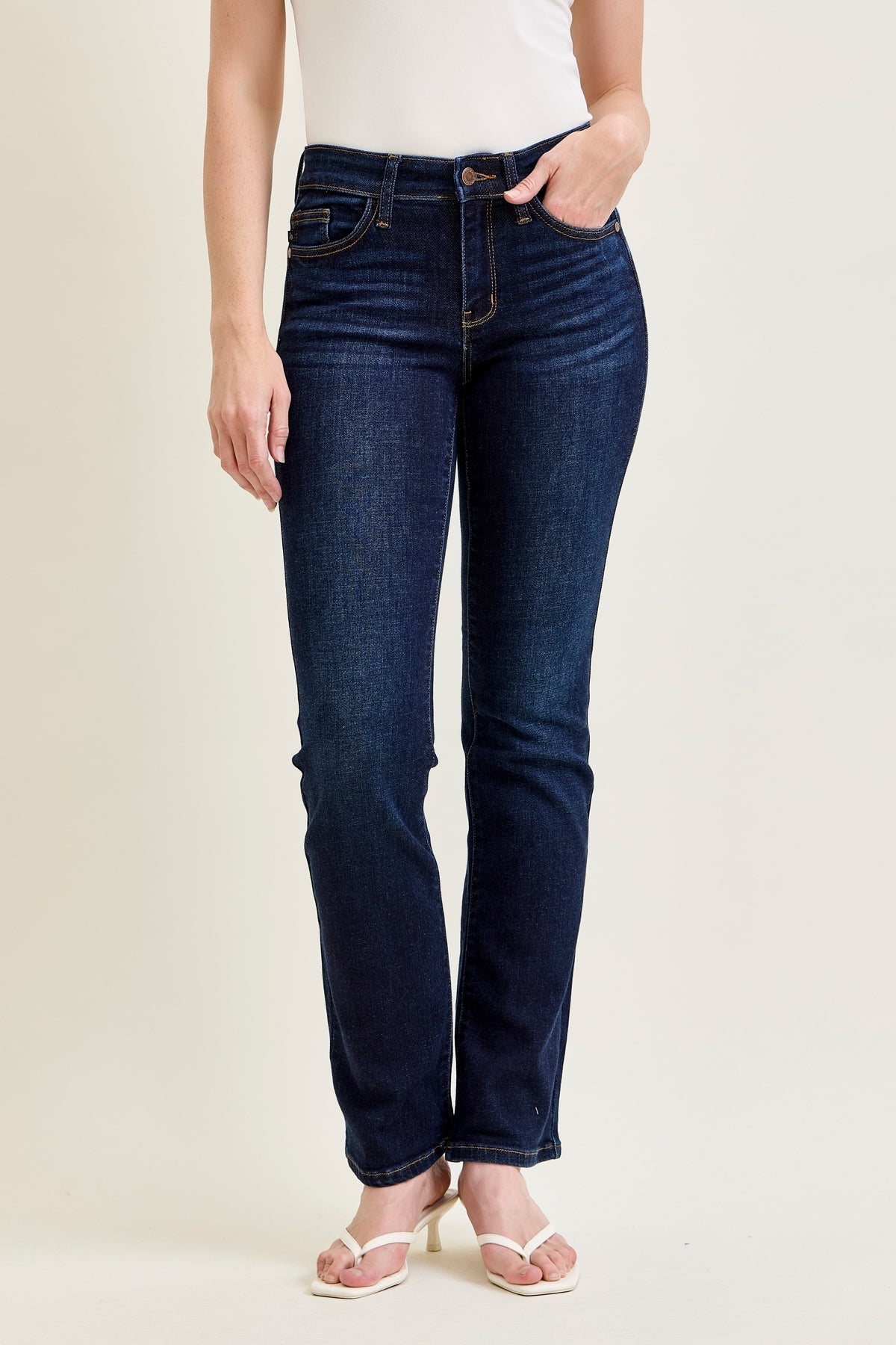 Elsy Whiskered Bootcut Jeans (32" Inseam)