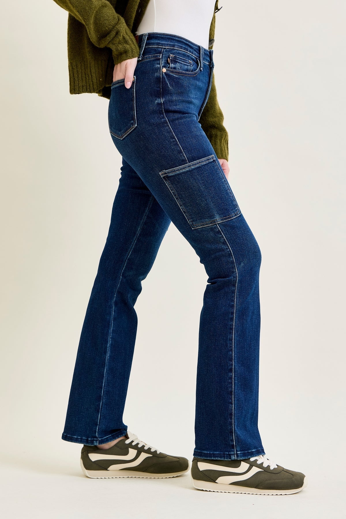 Karla High Rise Cargo Bootcut Jeans