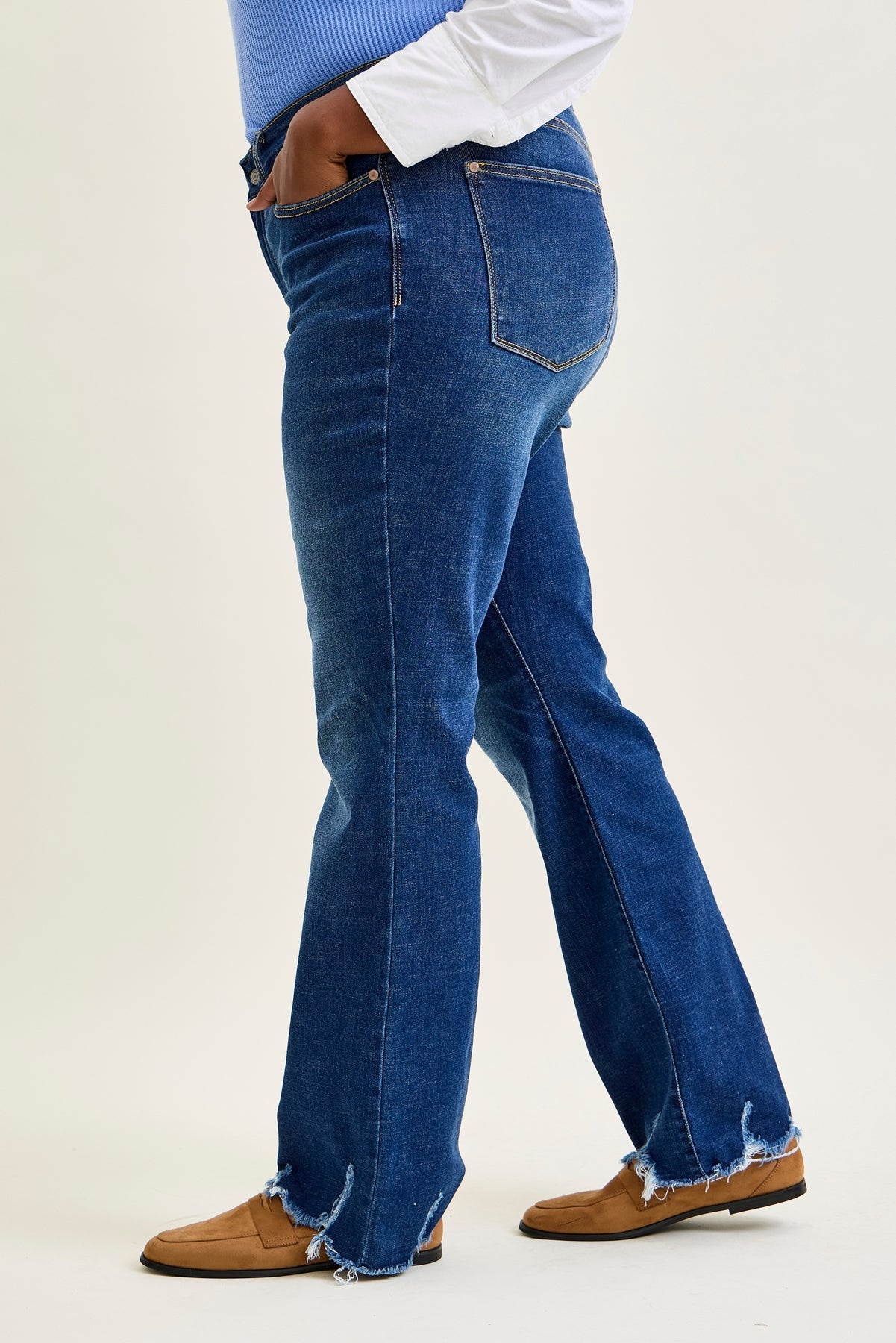 Natalie Mid Rise Non-Distressed Hem Bootcut Jeans - PLUS