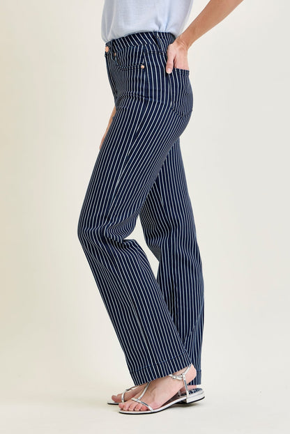Vetti High Rise Tummy Control Striped Straight Fit