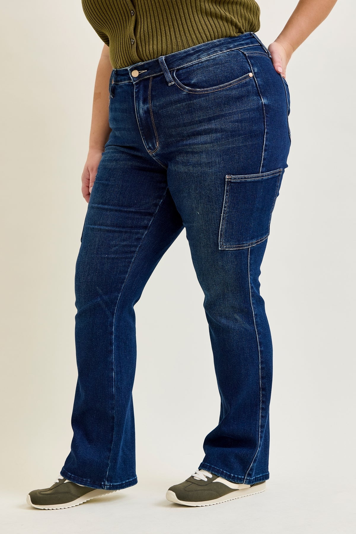 Karla High Rise Cargo Bootcut Jeans - PLUS