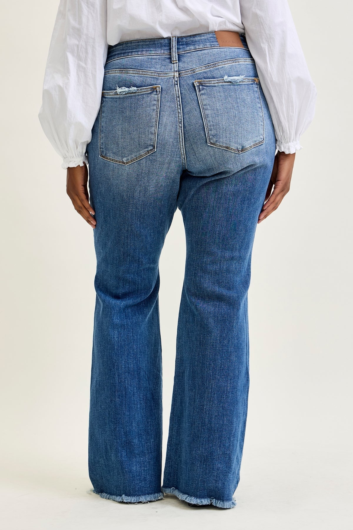 Indie Mid Rise Flare Jeans – Buttoned Up and Ready to Flaunt - PLUS