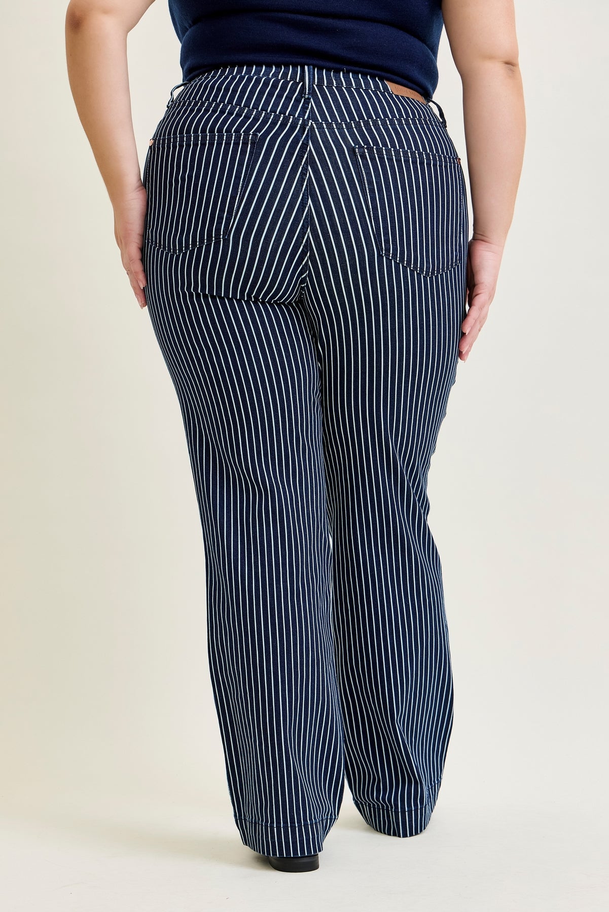Vetti High Rise Tummy Control Striped Straight Fit - PLUS