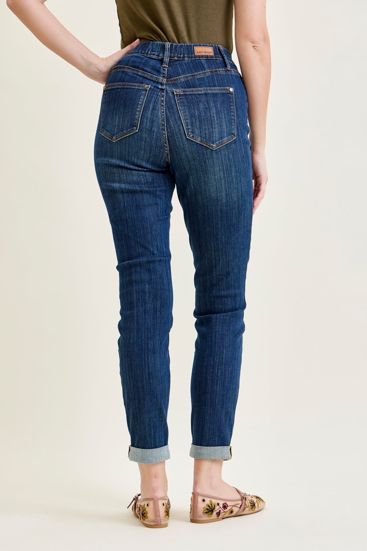 Hailey High Rise Pull On Double Cuffed Slim Jeans
