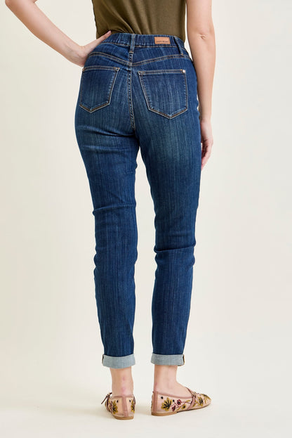 Hailey High Rise Pull On Double Cuffed Slim Jeans