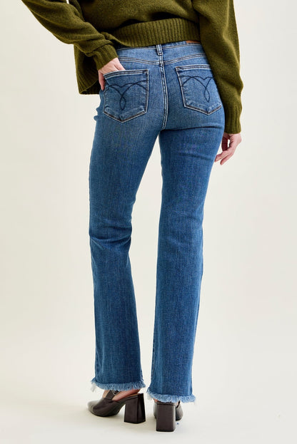 Daisy Bootcut with Double-Button Waist and Frayed Hem